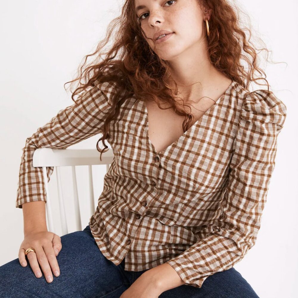 Madewell Top in Sandown Plaid